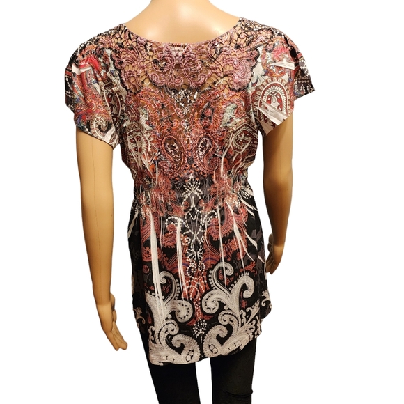 Live and Let Live Boho V-neck Crochet Lace Back Size M - Picture 5 of 12